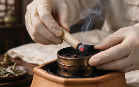 北京京通医院中医艾灸：艾条温热刺激穴位，温阳散寒通经络